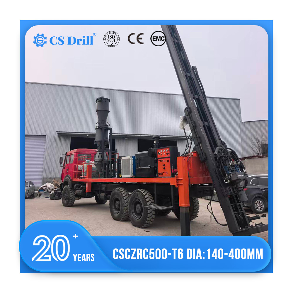CSRC500-T6 Reverse Circulation Drill Rig Auto Rod Change Remote Control 18T Track Howo 6x4 Cummins 153KW Winch